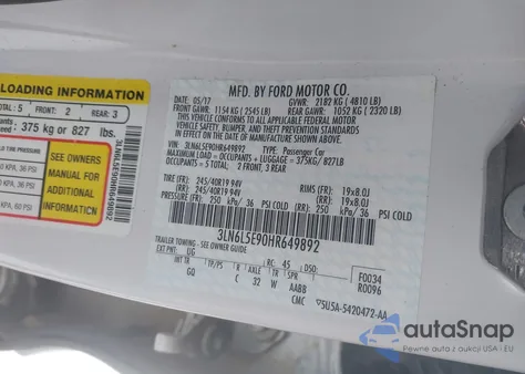 2017 Lincoln Mkz Reserve из США, поврежденный, VIN 3LN6L5E90HR649892